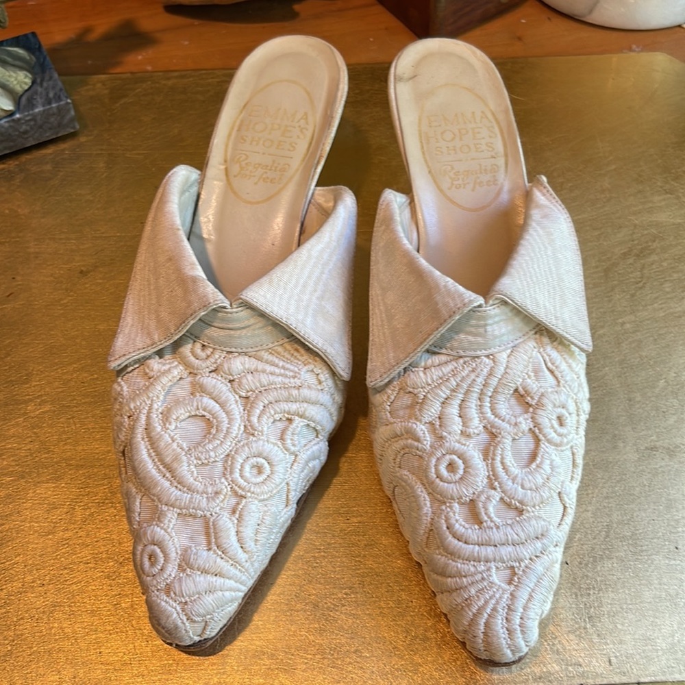 Emma Hope’s Shoes Brocade, Embroidered and Silk Heeled Mules